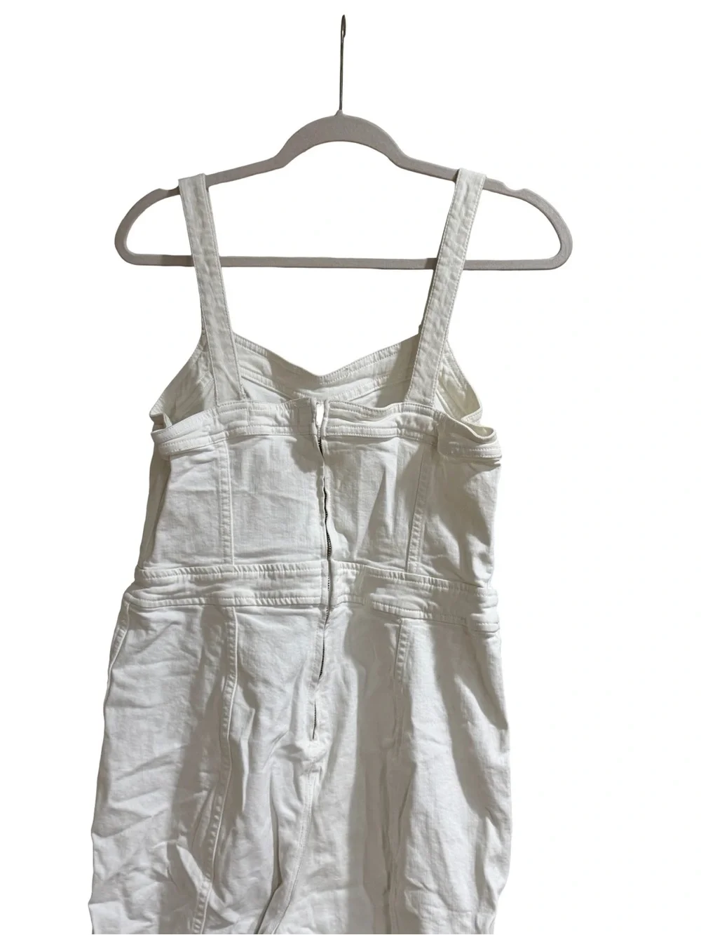 ๐ค Madewell Denim Seamed Wide-Leg Jumpsuit Pure White Size 10 - Picture 14 of 16